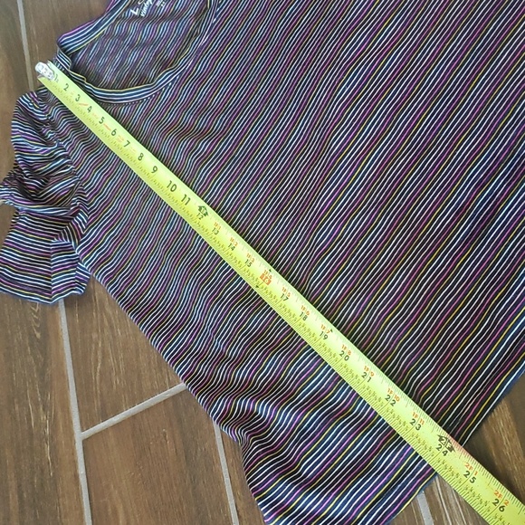Loft Vintage Soft Rainbow Striped Puff Sleeve Top Woman M - Picture 8 of 8